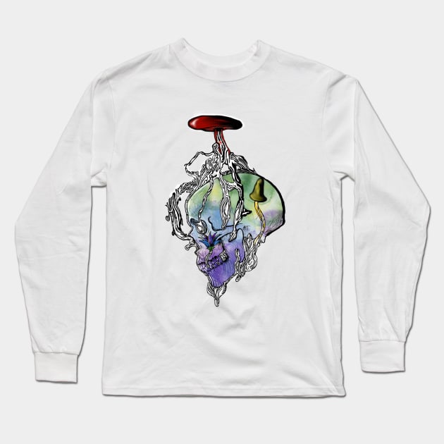 Skull of Spores Long Sleeve T-Shirt by Fatkitty